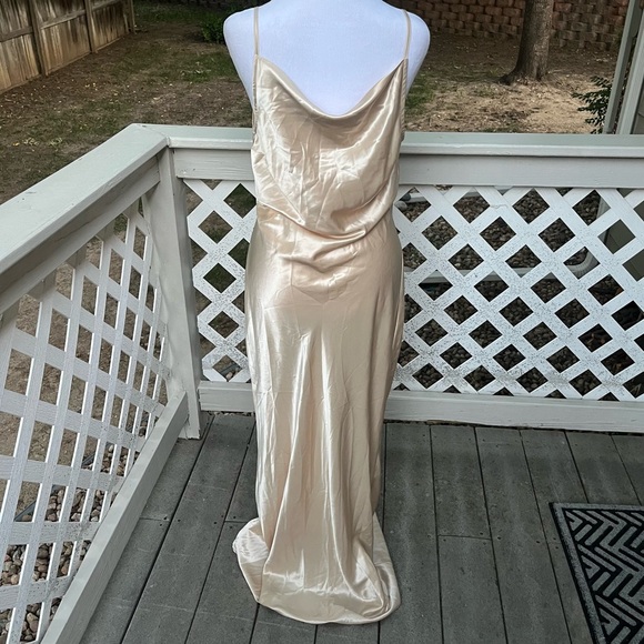 Bobbles & Lace Women Small Fast Track Gold Satin Dress Romantic Whimsical NEW - Picture 8 of 16